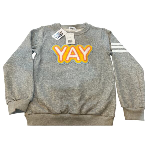 Lola+Boys- Chenille YAY Patch Gray Stripe Sweatshirt- *NEW* Size 12!
Lola+Boys - Picture 1 of 5